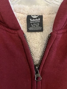Timberland Big Boys Rhubarb (Red) Sherpa Lined Zip Up Hoodie - Size Large - Picture 1 of 5