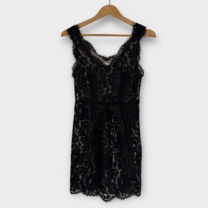 Joie Women’s Size XS Black Floral Lace Nude Lined Rori Mini Party Dress - Picture 1 of 11