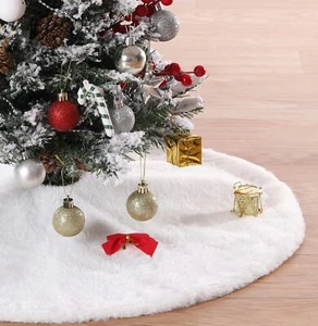 White Tree Skirts 24 Inches Plush Christmas Tree Skirt Small Faux Fur Tree Ma - Picture 1 of 7