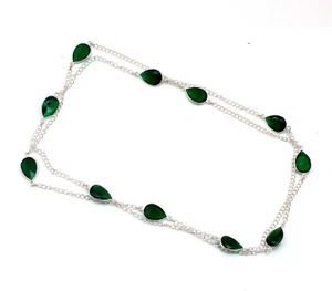 Chrome Diopside Gemstone Handmade 925 Sterling Silver Jewelry Necklace Sz 36" - Picture 1 of 1