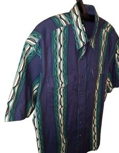 Vintage WRANGLER Western Aztec Pearl Snap Shirt Mens Sz XL Cowboy Blue READ BELO - Picture 1 of 14