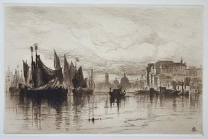 Antique 1881 SAMUEL COLMAN ETCHING " CLOUDY DAY IN VENICE " - Bild 1 von 5