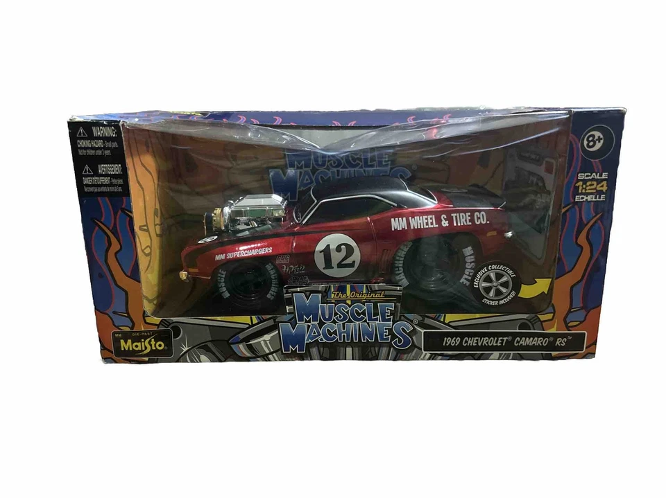 Muscle Machines 1969 Red Chevrolet Camaro 1:24 Diecast Car - Image 1 of 4