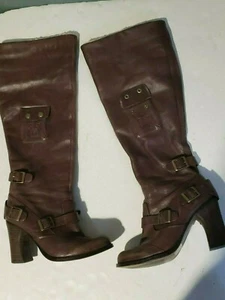 FERGALICIOUS BY FERGIE Shearling cuff lined BROWN ZIP UP TALL WOMEN’S BOOTS 7.5 - Picture 1 of 4