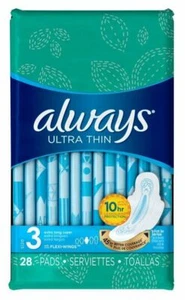 Always Ultra Thin Pads Size 3 Extra Long Super With Flexi Wings 28 Count 2 Pack - Picture 1 of 1