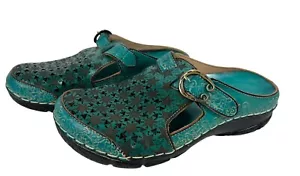 Spring Step L'Artiste Popcorn Brown Leather Mules Slip On Clogs EU 37 US 6.5 - Picture 1 of 9