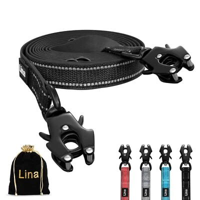 Hundeleine -3m- Verstellbare Doppelleine Laufleine Polsterung–2 Frosch-Karabiner - Bild 1 von 4