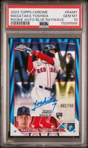 MASATAKA YOSHIDA 2023 TOPPS CHROME ROOKIE BLUE RAYWAVE RC AUTO GEM MINT 10 /150