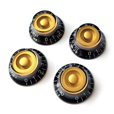 Top Hat Speed Control Knobs – Volume Tone Guitar for Gibson Les Paul Black Gold - Image 1 of 4