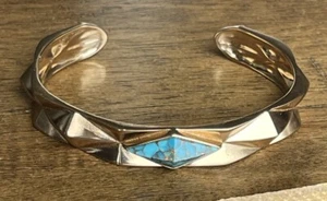 Barse Bronze Genuine Blue Turquoise Cuff Bracelet - Picture 1 of 8