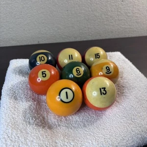 Vintage Replacement Pool Billiard Balls - Standard Size 2-1/4” Inch Lot Of 8 - Picture 1 of 11