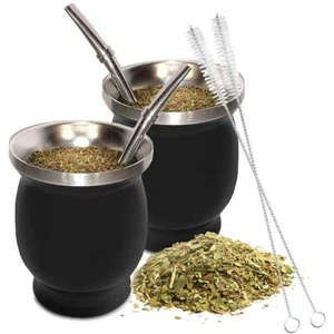 230 ml Edelstahl Mate Teetasse Set mit Strohhalm, Becher und Bürste, Geschenk - Bild 1 von 5