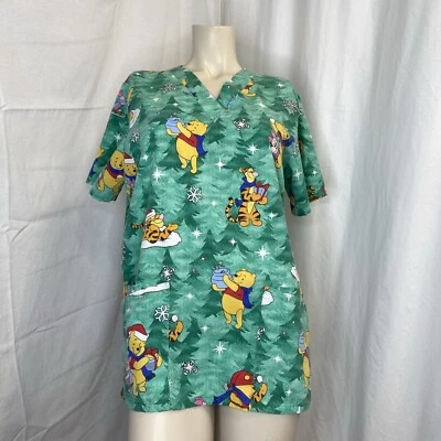 Blusa Médica Disney Mujer Pequeña Con Bolsillos Frontales Necesita Reparación Bolsillo Foto 1 de 4