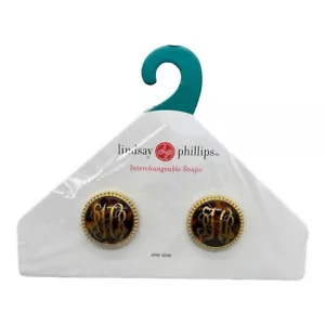 Lindsay Phillips Interchangeable Snaps Tortoise & Gold Monogrammed Shoe Accessor - Picture 1 of 5