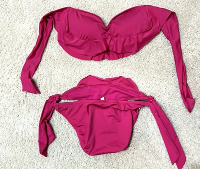 TRAJE DE BAÑO PERRY ELLIS 2 PIEZAS PARA MUJER, LIGERAMENTE USADO, TALLA M, ROSA OSCURO MAGENTA Foto 1 de 4