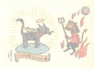 The Simpsons Series 1 Tatoo Bart  Devil & Cat # 7 Skybox 1993 Bongo  nsc2