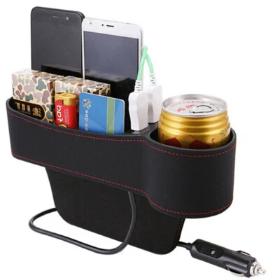 Right Side Car Accessories Seat Slit Pocket Storage Organizer Box Dual USB Port - Image 1 of 4