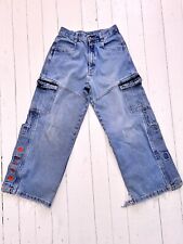 Extreme Zone Jeans - Vintage 90s Y2K Rave Wide Leg Denim Rave Pants - Youth Size