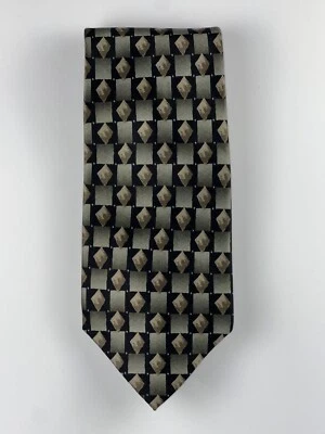 CORBATA VINTAGE STONEHENGE NEGRA/BRONCEADA/VERDE GEOMÉTRICA 100% SEDA Foto 1 de 3