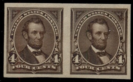 US #254P5 (formerly 254a) 4¢ Lincoln, Imperf Pair, LH XF, PF certificate - Image 1 of 1