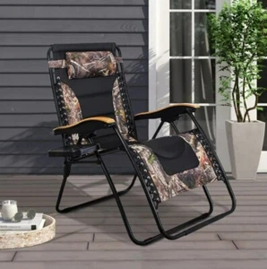 Chair Zero Gravity Camo Folding Outdoor Patio Hunting Camping Camp Recliner Tray - Picture 1 of 12