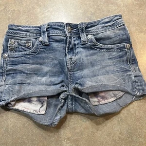Miss Me Girl's Distressed Denim Jeans Shorts Size 14 - Picture 1 of 8