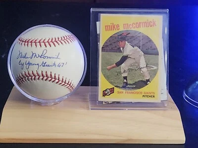 1967 Cy Young Mike McCormick Autographed signed MLB Baseball JSA W Card&Display - Image 1 of 2