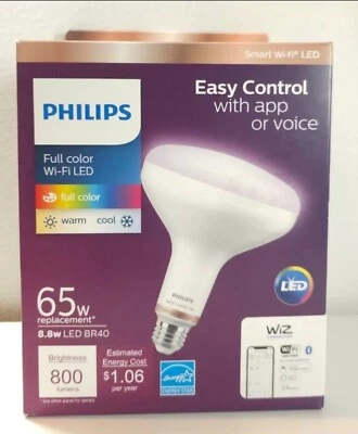 Philips Smart Wi-Fi LED Flood Light, Full Color 65W, BR40 Bulb Type, APP Enabled - Image 1 of 4