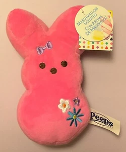 PEEPS 6” Marshmallow Scented Bunny Plush, Pink Flowers Bow, Easter 2023 NWT’s! - Picture 1 of 3