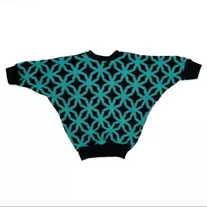 Maglione bambino vintage anni 80 Dolman cerchi ad incastro modello nero acqua - Foto 1 di 6