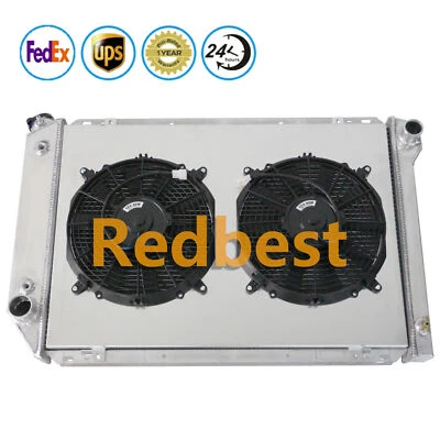 3 ряда алюминиевый радиатор + плащаница + вентилятор для 1980-1984 Ford F100/150/250/350 Bronco V8 - Изображение 1 из 4