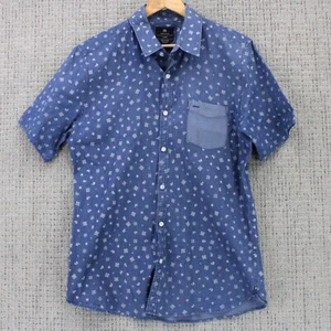 Cotton On Shirt Mens Large L Blue Floral Pattern Casual Button Down Short Sleeve - Picture 1 of 9