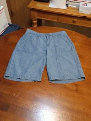 Karen Scott Womens 100% Cotton Blue Bermuda Shorts Sz 6 28" Waist - Image 1 of 4