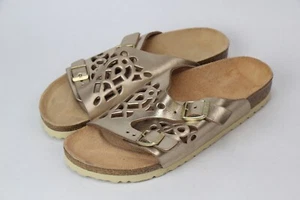MISMATCHED PAIR Birkenstock Double Buckle Gold Sandal Women Sz 37 right 38 Left - Picture 1 of 10