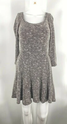 American Eagle Long Sleeve Skater Mini Dress With Slip Striped Knit Gray XSmall - Image 1 of 4