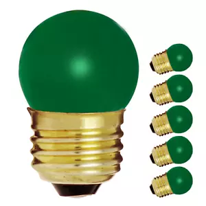 5 Pack CERAMIC GREEN Globe Indicator Bulb 7.5W 120V S11 Medium Base E26 - Picture 1 of 4