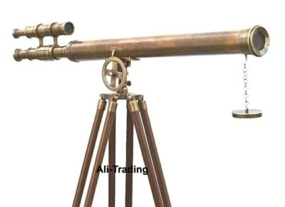 64"Telescope Nautical Antique Floor Standing Brass Telescope, With Wooden Tripod - Image 1 of 3