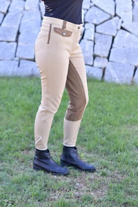 Sonnenreiter Reithose 42 Pin-Stripes camel / braun Lederreithose - Bild 1 von 3