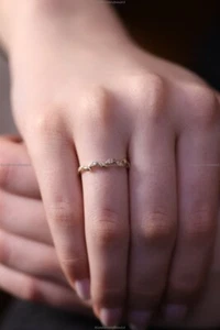 Ivy Leaf Band Wedding Engagement Diamond Ring 14k Yellow Gold Diamond Jewelry - Picture 1 of 7
