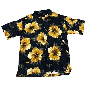 Caribbean Blues Flower All Over Print Hawaiian Shirt Adult Size Large - Picture 1 of 4