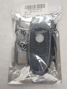 Leather Black Car Key Fob Cover Case For Mercedes Benz E S NEW! - Picture 1 of 4