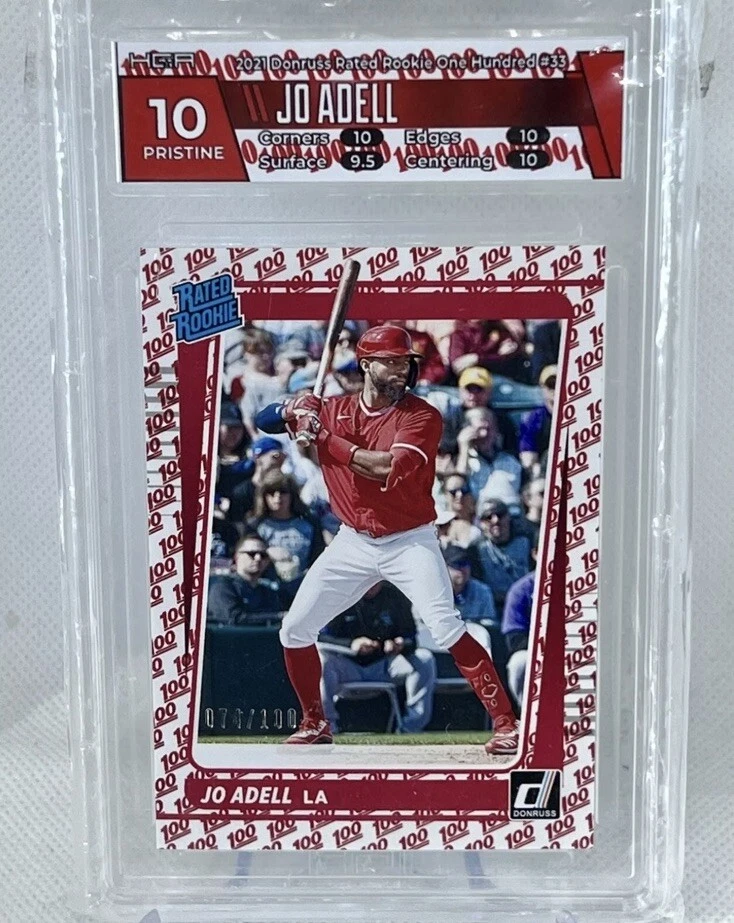 2021 panini donruss jo adell rated rookie 100 one hundred emoji HGA PRISTINE 10 - Image 1 of 2