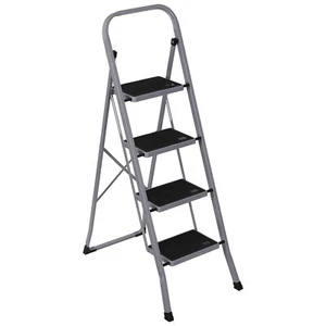 4 Steps Ladder Folding Anti-Slip Safety Folding Steel Wide Pedal 300Lbs Load - Picture 1 of 23
