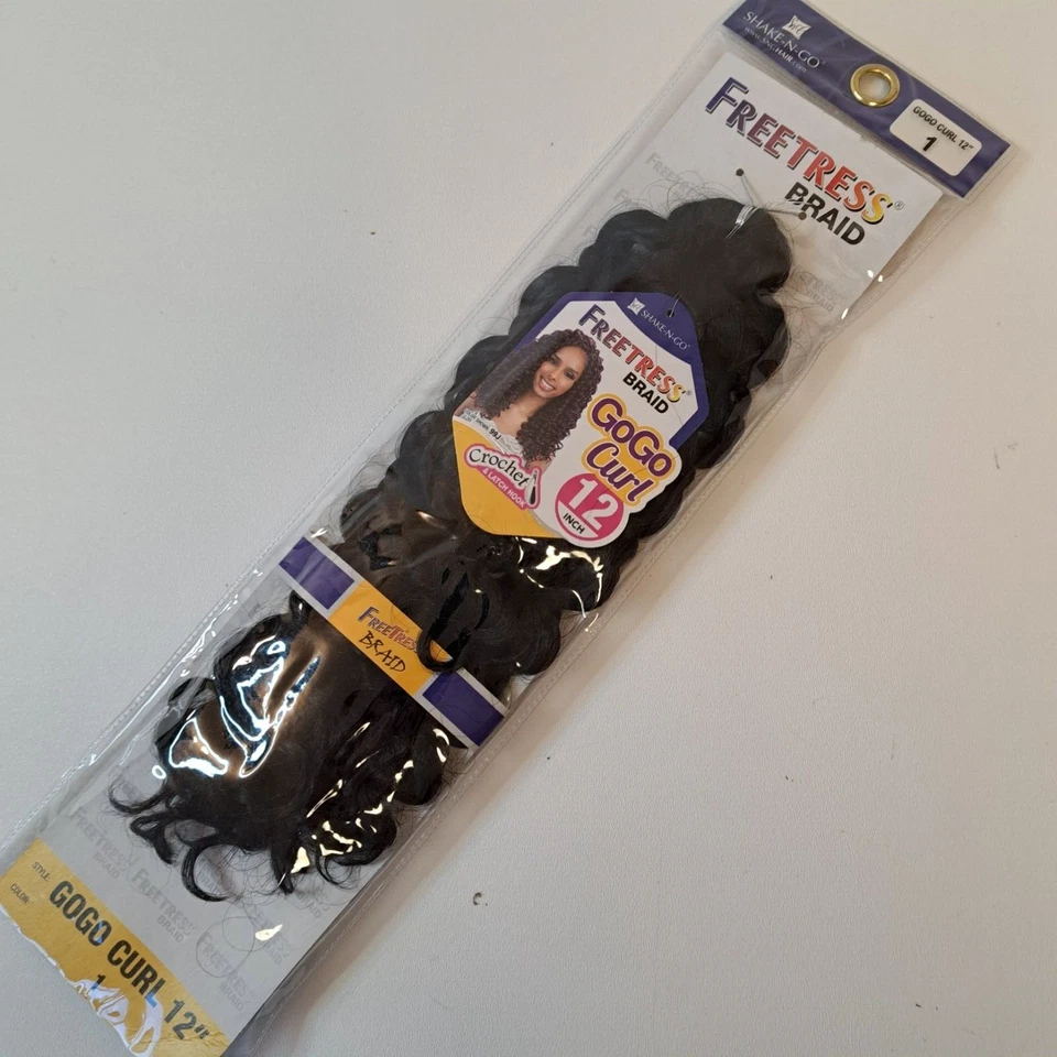 Freetress Synthetic Braiding Hair GOGO CURL 12" Color 1 Jet Black