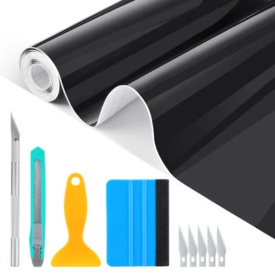 300*30cm Klavier Schwarz Autofolie Glanz selbstklebende Auto Folie Blasenfrei DE - Bild 1 von 4