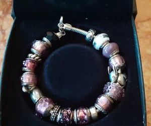 Lovelinks 925 sterling silver Bracelet and charms Purple Boxed - Picture 1 of 4