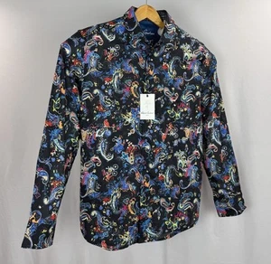 Robert Graham Paisley Blumen Knopfleiste Hemd Herren XL bunt Flip Manschette LS Neu mit Etikett - Bild 1 von 14