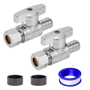 Breezliy 1/2 Pex Valvola di Arresto Dritta Lavello Valvola di Spegnimento WC, Confezione da 2 Giri S... - Foto 1 di 8