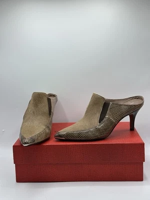 Donald J Pliner Marrón Pelo de Poni Serpiente Mula Repujado "Trist" Talla 9.5 M Foto 1 de 4