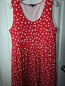 Chadwick Scarlet Red Polka Dot Print Cotton A-Line Maxi Dress Sz L, 54" Length - Picture 1 of 7